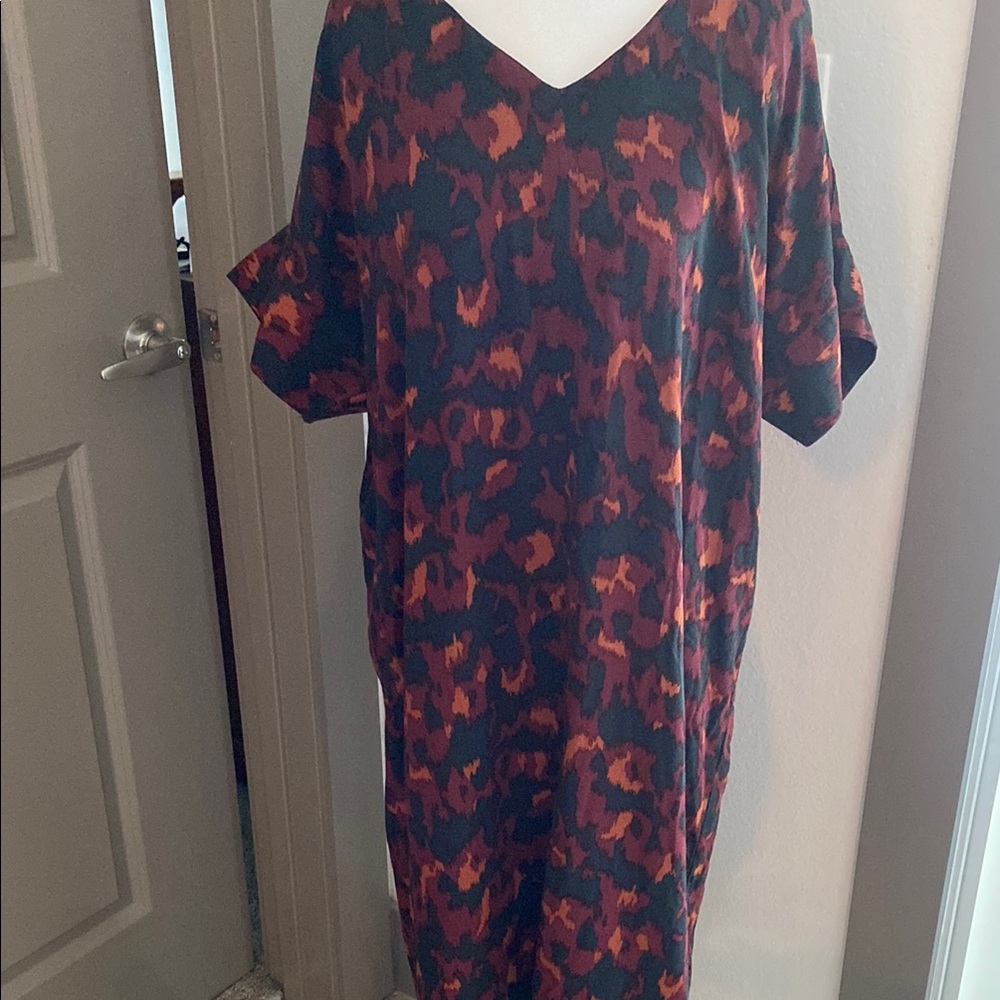 Bobeau Rust/Garnet Patterned Shift Dress Women’s Sz XL NWT